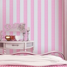 Peel and Stick Vinyl Pink and White Striped Wallpaper Contact Paper Wallpaper