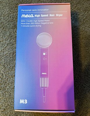 mera. M3 High Speed Hair Dryer 1500W Ionic Low Noise Temp Control Pink/Purple