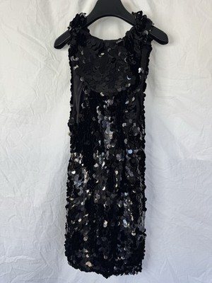 Saint Laurent Black Sequin Disc Silk Midi Dress - Rare!!