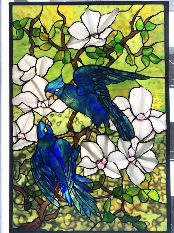 Recreation Of Tiffany Studios “Parrots And Hibiscus “