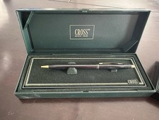 Cross Century Ballpoint Pen Black  Gold Double Banded Made In Usa In Box 