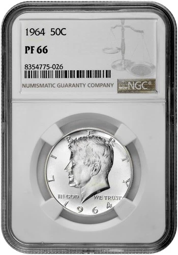 1964 50c Silver Proof Kennedy Half Dollar NGC Graded PF 66 with Light Cameo