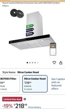 Touch Control Kitchen Extractor Fan 90cm / Cooker Hood - Brand New In Box