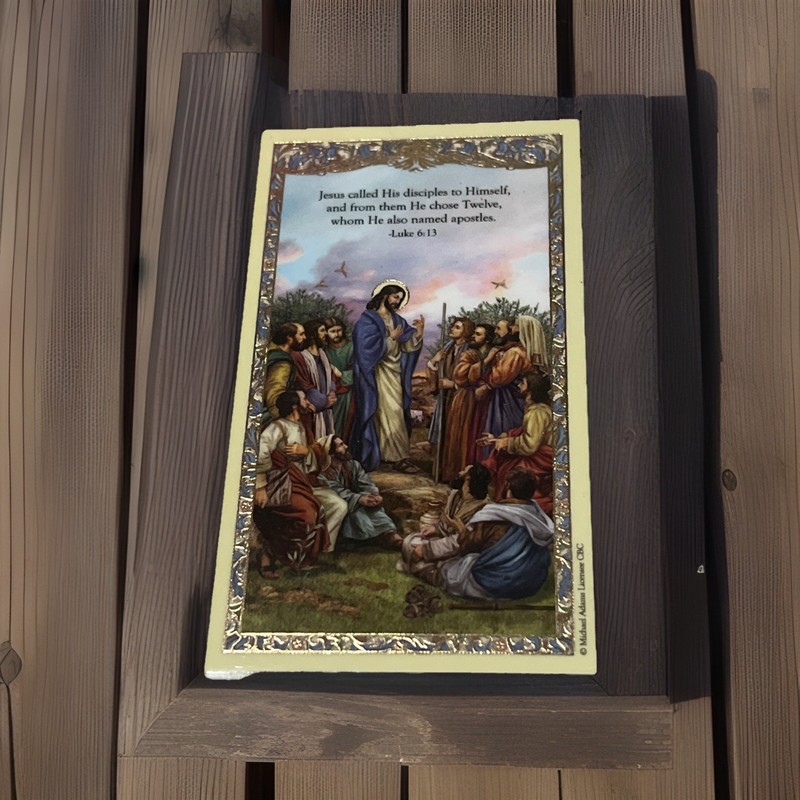 "Christ with Apostles Laminated Holy Card" /Evangelization Prayer/  {L55-S1}