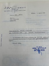 Lotto di 5 documenti 07/09/66 partita calcio amichevole A.C. PRATO vs CAGLIARI