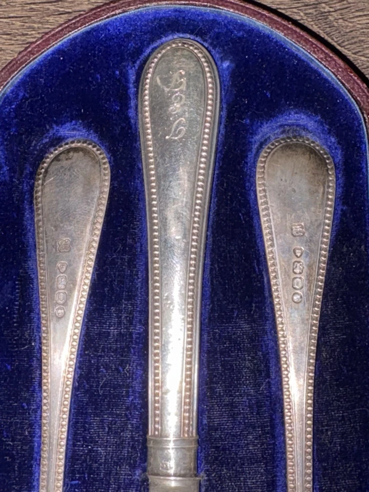 1894 Robert & William Hutton Victorian Sterling Silver Dinner Set Beaded Edge - Image 2 of 4