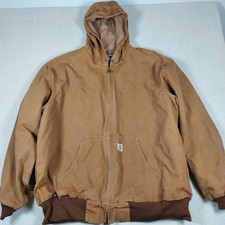 Vtg Carhartt Jacket 3XL Tall USA MADE Duck Canvas J131 BRN Hooded Thermal Lined