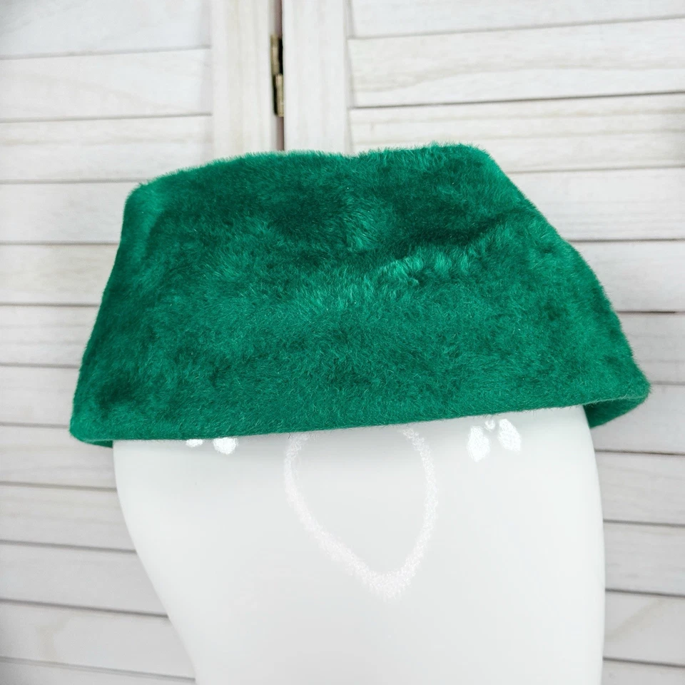 Sombrero Pastillero Vintage Piel Sintética Verde Retro MCM 60s Iglesia Mujeres Unión Foto 4 de 4
