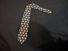 Sophos Men's Navy Geometric Microfiber Neck Tie Made in USA