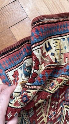 Antiker HANDGEFERTIGTER Kaukasischer Kasachen Teppich Vegetable Dye 150 x 105 cm