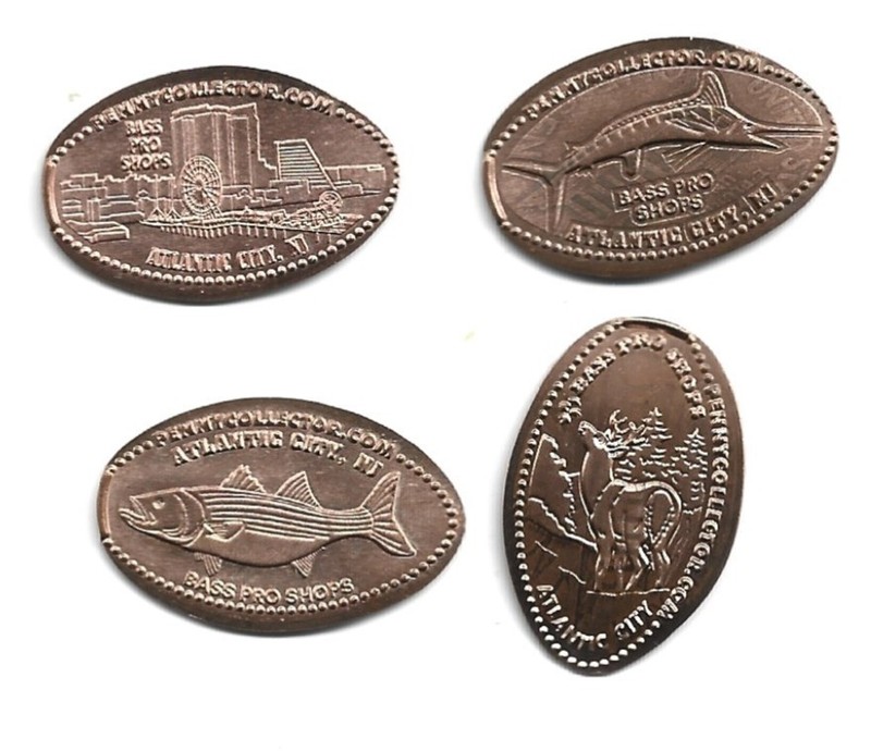 4 Copper elongated pennies (cents) BASS PRO SHOP Atlantic City NJ