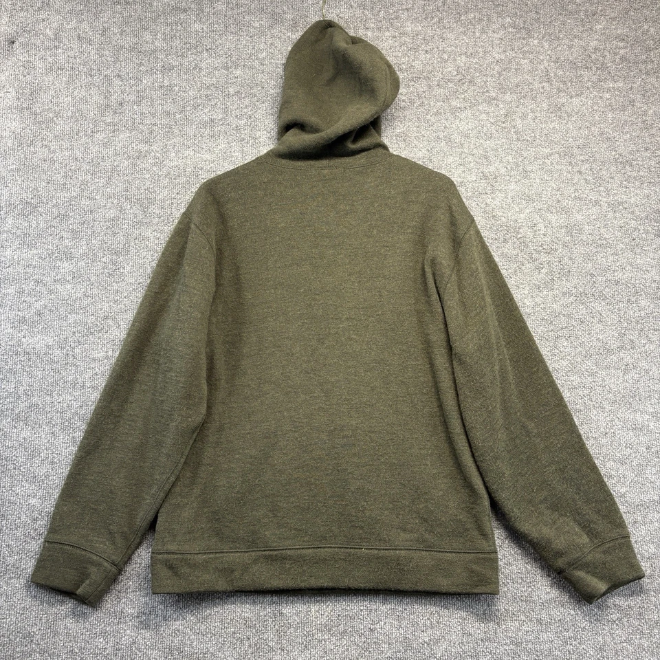 J. Sudadera con Capucha Crew Hombres Mediana Mezcla de Lana Tejido Verde Pullover Bolsillo Canguro Foto 3 de 4
