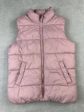 Old Navy Puffer Vest Girls Medium 8 Rose Pink Fleece Lined Zip Pockets blemish