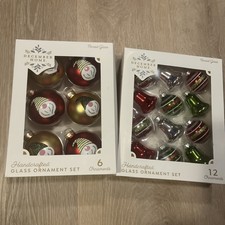 Painted Gnome Lot December Home Handcrafted Glass Ornament Set of 12 New Holiday