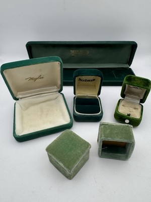 6 Vintage Velvet Jewelry Presentation Boxes Signed Jewelers Sacramento PA 