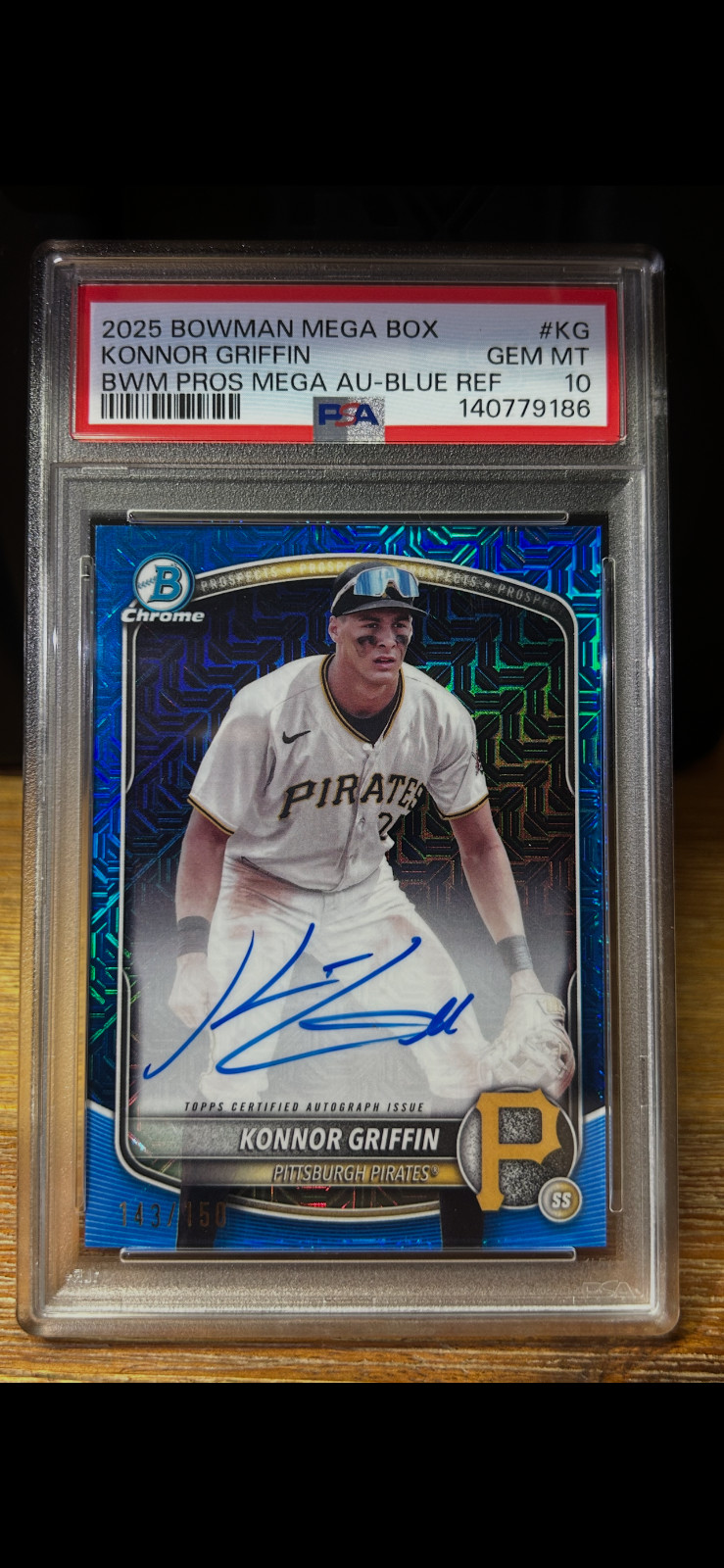 2025 bowman chrome Konnor Griffin rookie auto psa 10 /150 Blue Mega refractor