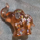 Fenton Hand-Painted Carnival Glass Elephant Figurine Floral Signed P. Fane