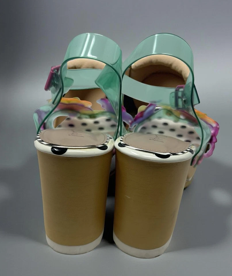 Zapatos Betsey Johnson Mujer Talla 9.5 Lunares Tacones Florales Retro Flores Sandalias Foto 4 de 4