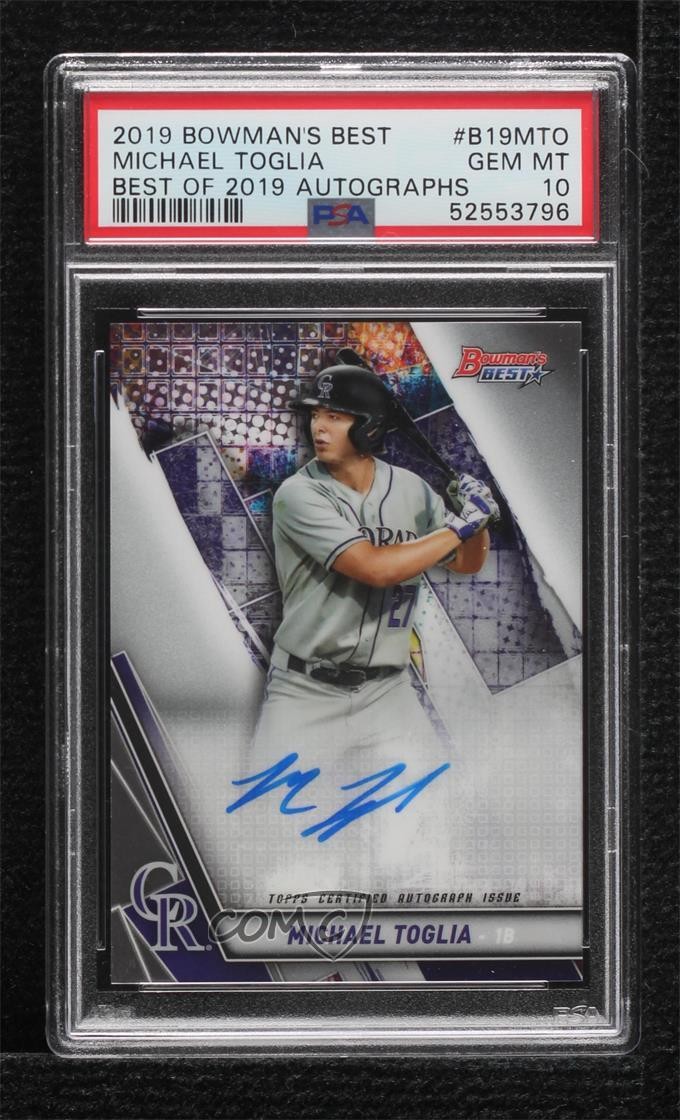 2019 Bowman's Best Auto Michael Toglia #B19-MTO PSA 10 GEM MT Auto b2t