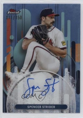 2025 Topps Finest Sky Blue Refractor 11/150 Spencer Strider #FA-SST Auto 1t7v