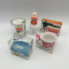 Dunkin Donuts Christmas Ornaments LOT OF 5 - Mug Munchkins To-Go Snowman Donuts