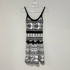 Bebe sweater Patterned Sleeveless Dress black white size XS