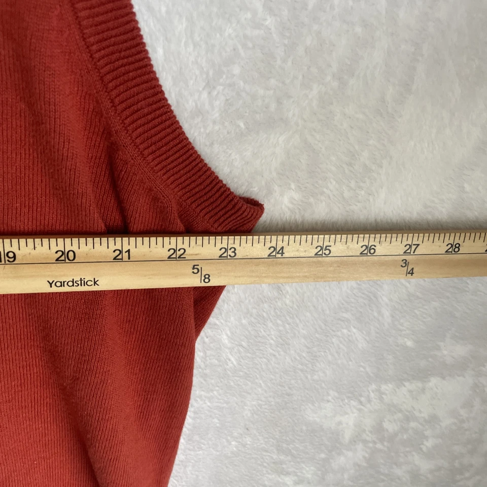 Chaleco Suéter Alan River Para Hombres Arcilla Sólida Naranja XL Algodón Cuello en V Sin Mangas Foto 3 de 4