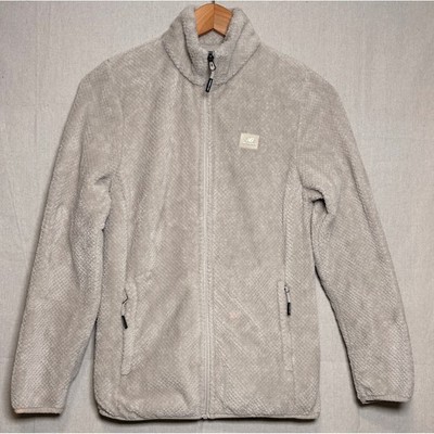 New Balance Womens Full Zip Fleece Jacket Gray Sherpa Mock Neck Size