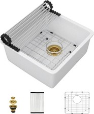 17"x17" Undermount Bar Sink - White Granite Composite Classic Quartz Single Bowl