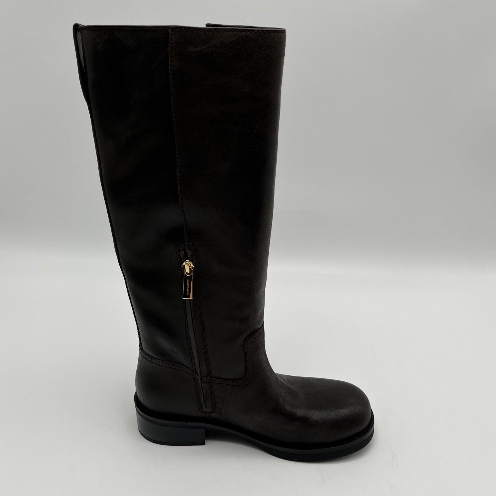 Michael Kors Womens Darrington Boot Block Heel Chocola Sz 8 M Dark Brown Leather thumbnail 10