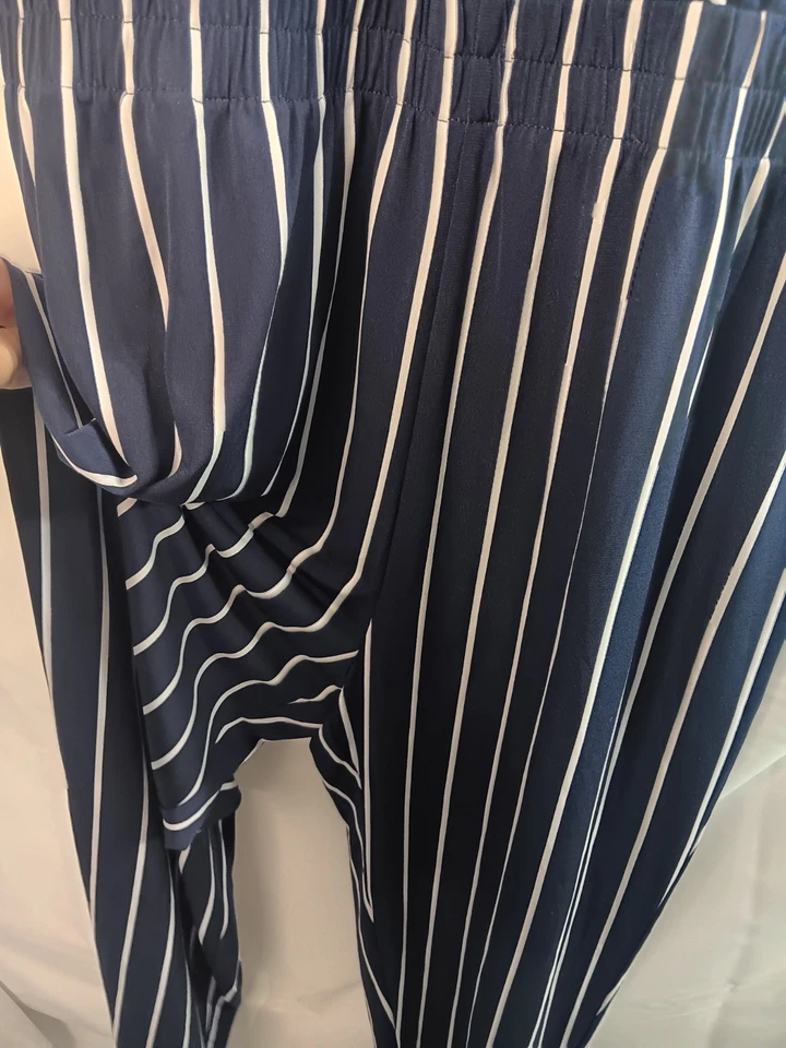 Express синий белый в полоску брюки с короткими рукавами Джерси комбинезон комбинезон размер M - Изображение 3 из 4