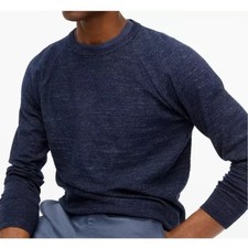 J CREW Rugged Cotton Crewneck Sweater Mid-Weight Heathered Indigo Blue Mens XL