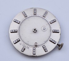 Vintage LeCoultre 480 Mystery Watch Movement Diamond Dial 14K White Gold 17j