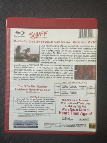 Snuff - Special Edition - Rare Red Case Edition Blu-ray - Findlay - Viewed Once - Imagen 2 de 2