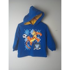 Vintage Disney Baby Tigger Soccer Hoodie Blue Yellow Argyle Pullover 24M