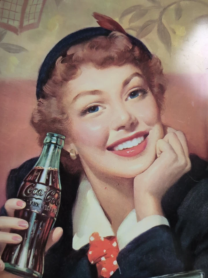 Vintage 1953 Coca Cola Menu Girl Thirst Knows No Season Metal Advertising Tray - Image 2 of 3