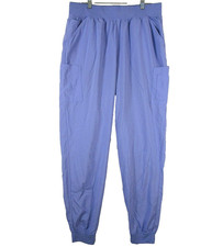 Easy Stretch Womens High Waist Jogger Scrub Pants Tapered Leg Size L Blue