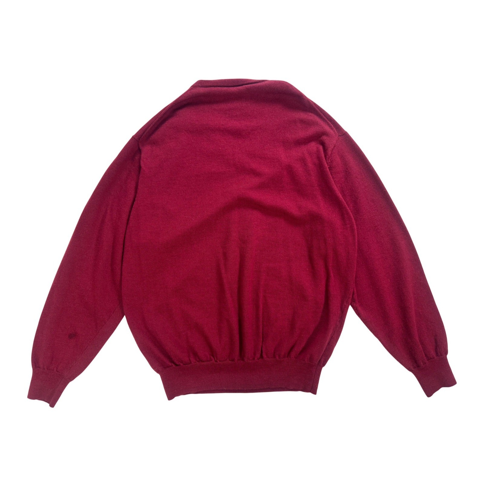 Jos A Bank Signature Collection Men XL Burgundy 100percent Merino Wool V-Neck Sweater image 3