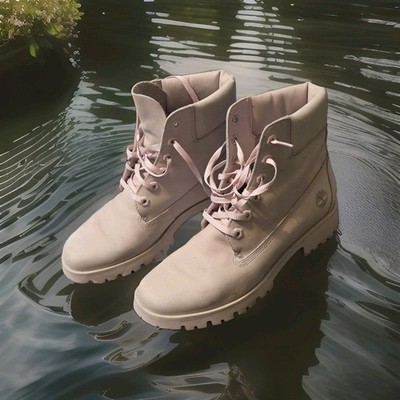 Women's Timberland Mid Lace Up Leather Hiker WP Boot In Light Pink Size 7.5