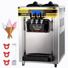 Digital Control Soft Serve Machine 22-30L/H 2x6L Stainless Hoppers