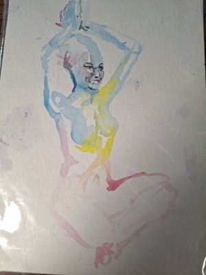 Figurative Watercolor Seated Woman 5x7 Ben Griffin Studio