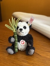 Steiff Panda With Bamboo Teddy Bear Limited Edition Alpaca with box 