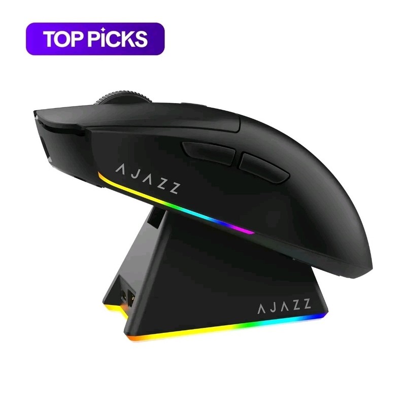 AJAZZ AJ139 V2 MC Wireless Mouse w/ Charging Dock Black Three-Mode Gaming 500mAh