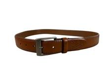 Men’s Wearhouse Genuine Leather Belt 38 Handcrafted in Italy Brown Perforated