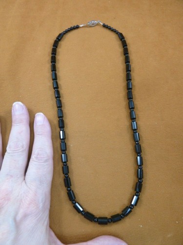 (v305-25) 16" long 8x6mm faceted black Onyx gemstone beaded Necklace JEWELRY - Picture 2 of 2