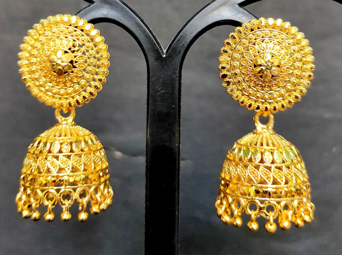 22K Gold Plated Gift Jhumka Earrings Indian 2