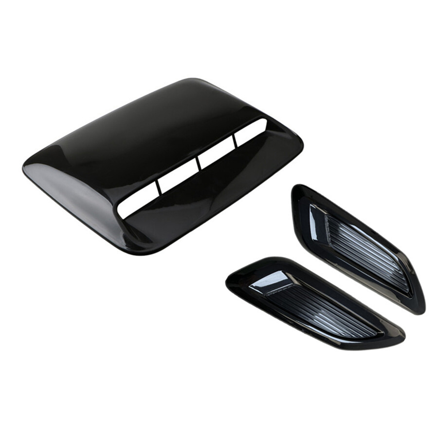 3PCS Universal Black Car Air Flow Intake Hood Scoop Vent Bonnet Decorative Cover