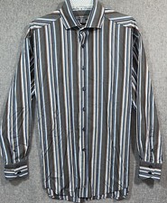 Johnston  Murphy Button Down Shirt Mens M Long Sleeve Striped Casual MS55