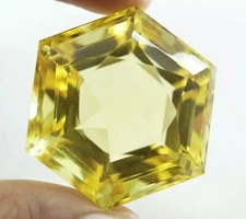 Hexagonal Cut AAA Yellow Citrine Certified Natural Brazilian 98.00 Ct Gemstone