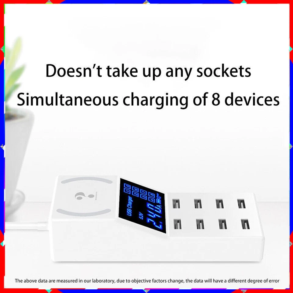 Smart USB multi-port 5V/8A charger +8USB+ non-slip pad hub for safe charging - Image 3 of 4